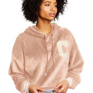 NEW Champion Cropped Faux Fur Sweatshirt Hoodie